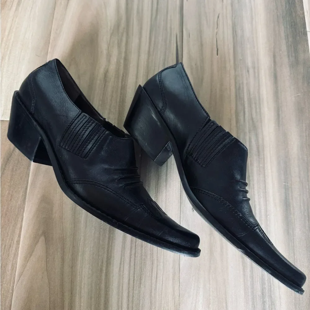 Matisse Brazil Black Leather Western Ankle Boots 8.5